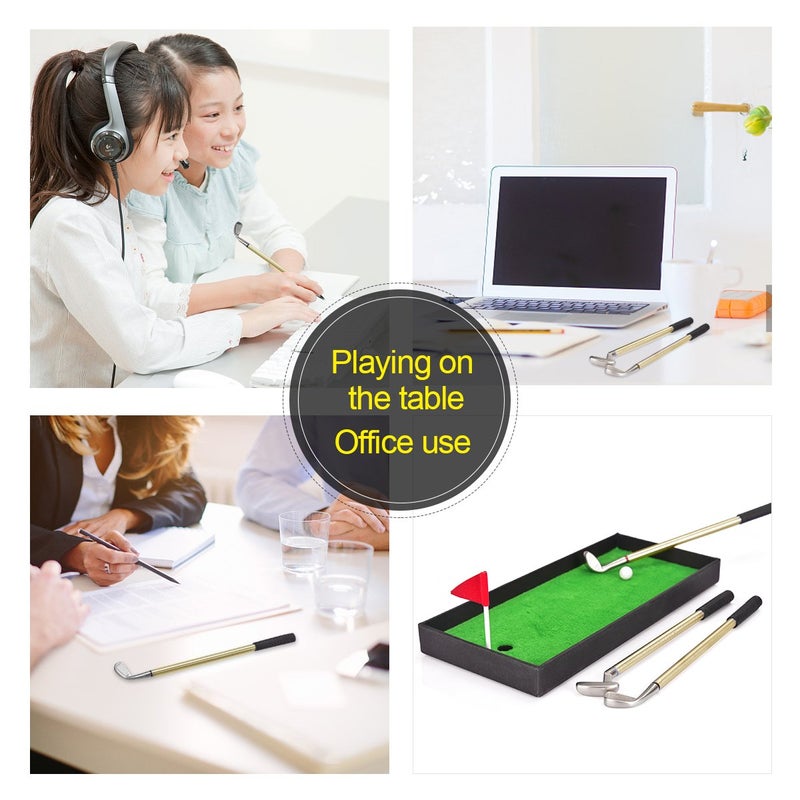 Juboury Golf Pen Set  Mini Desktop Golf Ball Pen Gift Set with Putting Green  Flag 3 Golf Clubs Pens & 2 Balls  from Daughter Son Wife - Image 3